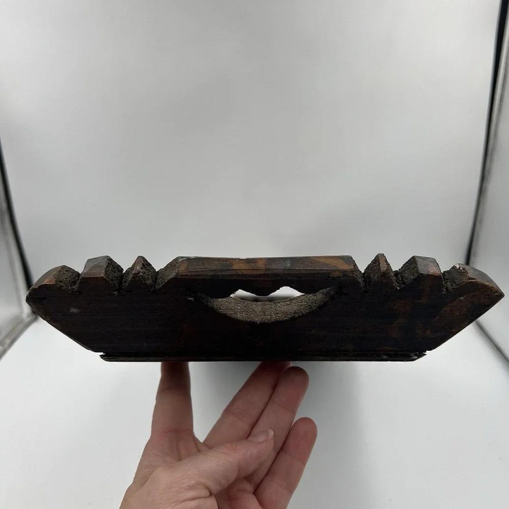 Vintage Hand Carved Mexican Folk Art Wood Serving Tray Ceramic Tiles 20 x 9 in